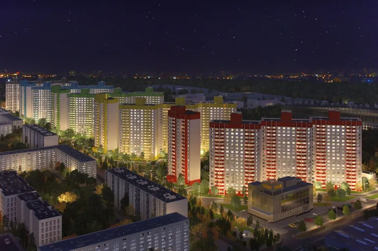 ЖК Олимпийский вид ночью