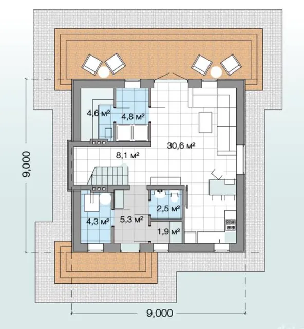 1 этаж (дом 2)
