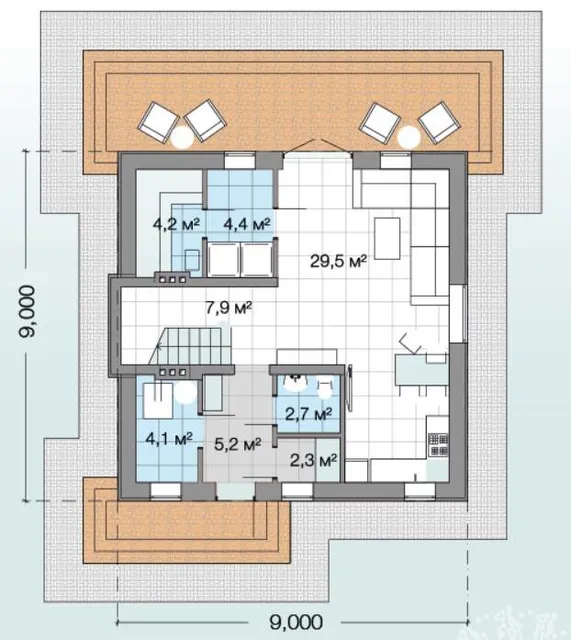 1 этаж (дом 2)