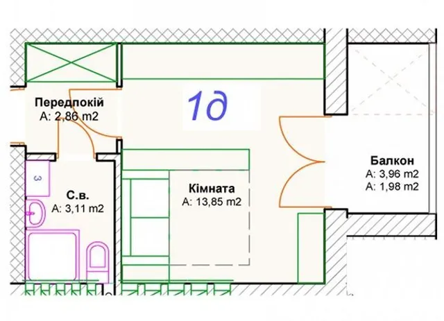 1Д